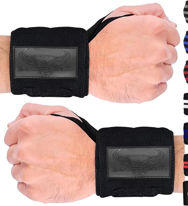 BEAST RAGE Wrist Wraps for Weightlifting - Adjustable Lifting Straps With Thumb Loop for Enhanced Gym Support, Powerlifting, Bodybuilding and Workout - Image 3